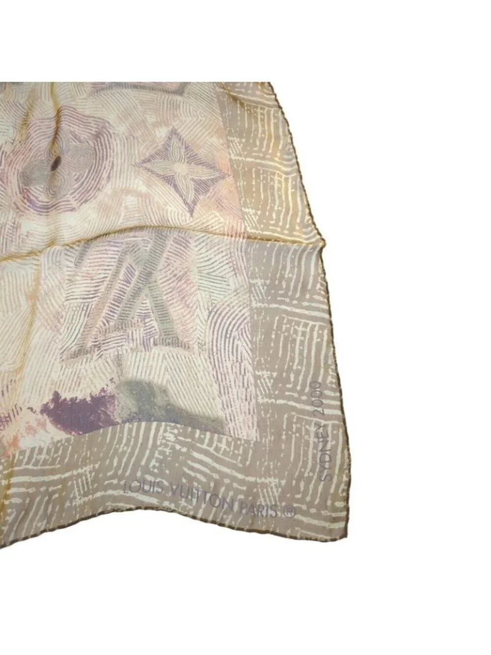 Louis Vuitton Sydney Olympics Memorial Scarf Neckwear Brown Silk - Picture 2 of 5